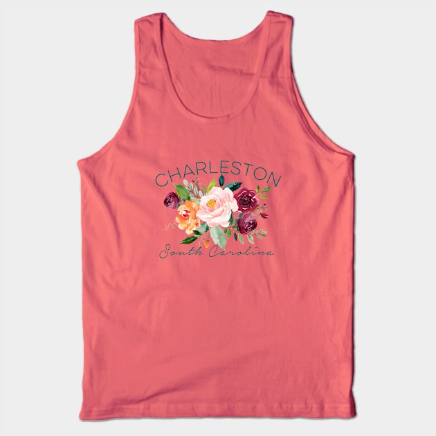 Charleston SC Pretty Garden Roses Women Girls Gardeners Tank Top by Pine Hill Goods